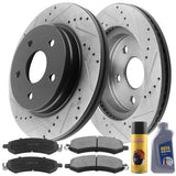 Motorbymotor Front Brake Rotors 336mm Drilled & Slotted Design Brake Rotor & Brake Pad kit Including CLEANER DOT4 FLUID Fits for Chrysler Aspen, Dodge Dakota Durango Ram 1500, Ram 1500 4000