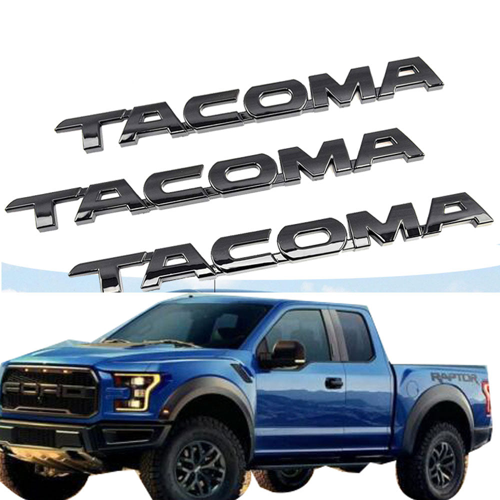 Toyota Tacoma Emblem Tag Door Fender Decal Badge Nameplate Gloss Black 3PC