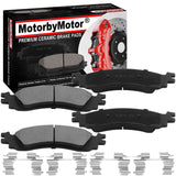 Front Ceramic Brake Pads w/Hardware Kits Fits for Ford Explorer Sport Trac Taurus, Mercury Mountaineer (All Models)-Low Dust Brake Pad-4 Pack