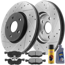 Load image into Gallery viewer, Front Drilled &amp; Slotted Brake Rotors &amp; Ceramic Brake Pads &amp; Cleaner &amp; Fluid Fit for 2000-2007 Ford Escape, 2001-2006 Mazda Tribute, 2005-2007 Mercury Mariner, 5 Lugs(Bolts Not Included)