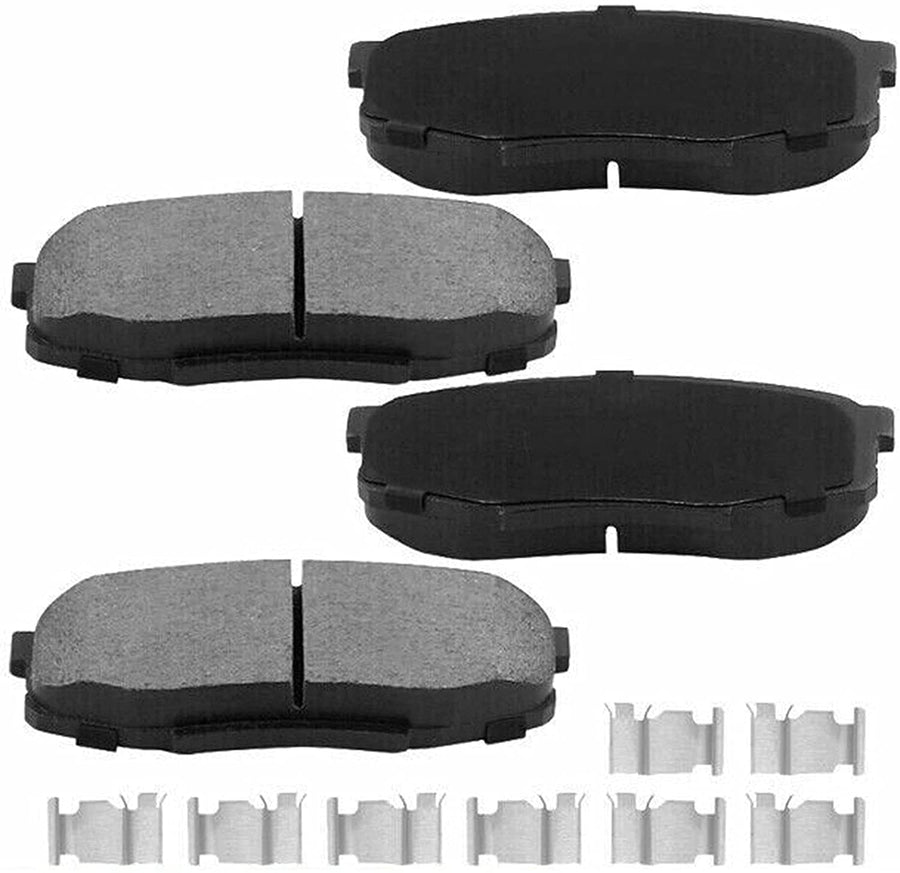 Front Ceramic Brake Pads w/Hardware Kits Fits for Chevrolet Cobalt HHR Malibu, Pontiac G5 G6 Solstice, Saturn Ion Sky-Ceramic Low Dust Brake Pad-4 Pack
