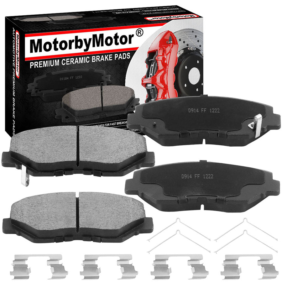 Front Ceramic Brake Pads w/Hardware Kits Fits for Honda Accord Civic CR-V CR-Z Element FIT Pilot, Acura ILX Ceramic Low Dust Brake Pad-4 Pack