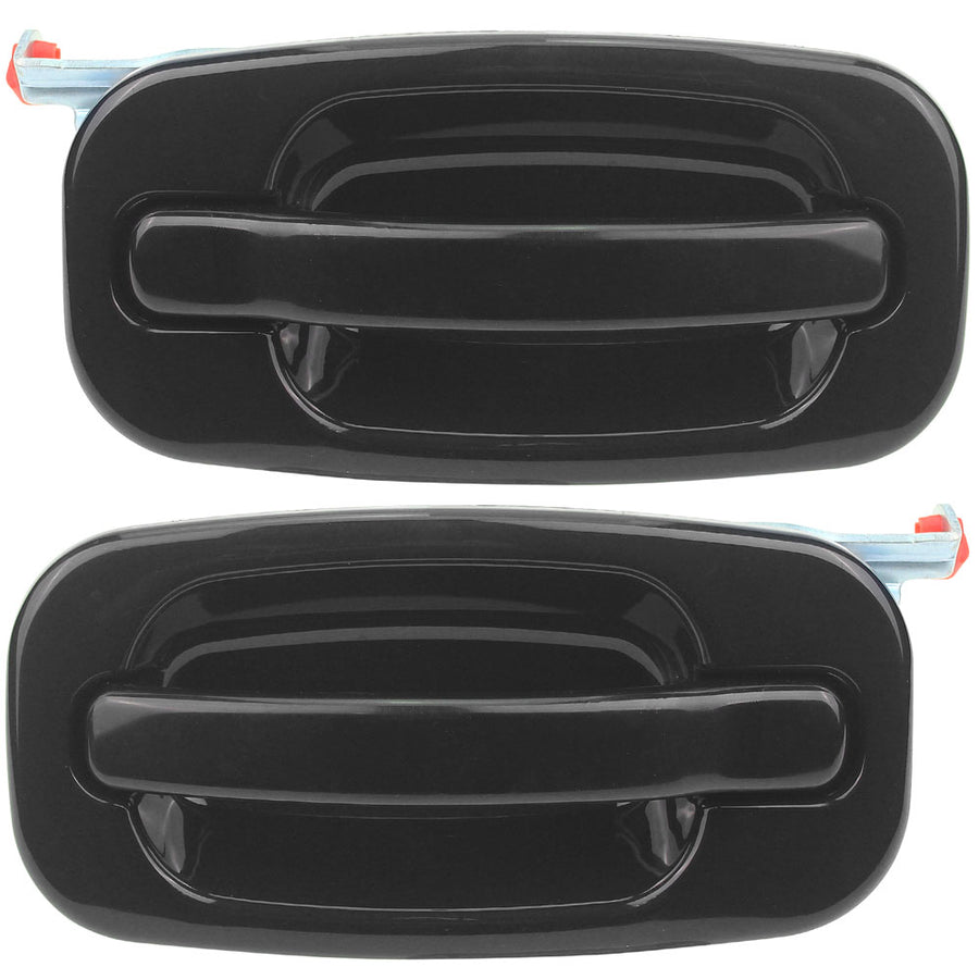 Rear Left & Right Door Handle Fits for Chevy Avalanche (Silverado/Suburban) 1500 2500,GMC Sierra 1500 2500/Yukon/ Yukon XL-Outer Outside(Black)-Driver & Passenger Side