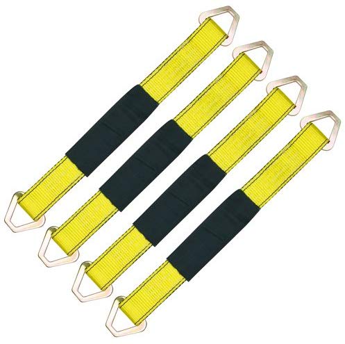 Robbor Axle Straps-4 Pk 24"x 2" Premium Car Axle Straps with D-Ring and Protective Sleeve 10,000 lb.Breaking Strength 3.333 lb.Working Load Idea for Low Applications