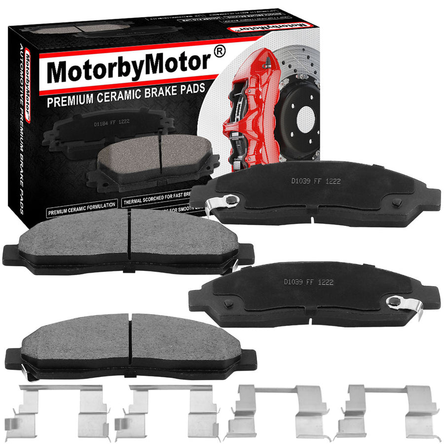 Front Ceramic Brake Pads w/Hardware Kits Fits Chevrolet Colorado, GMC Canyon, Isuzu I-280 I-290 I-350 I-370 (All Models)-Ceramic Low Dust Brake Pad-4 Pack