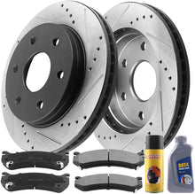 Load image into Gallery viewer, Front Disc Brake Rotors w/Ceramic Pads + Cleaner &amp; Fluid Fit Escalade Chevy GMC Astro Express Avalanche Suburban Silverado 1500 Tahoe Sierra Yukon