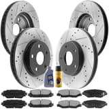 Front & Rear Drilled & Slotted Disc Brake Rotors + Ceramic Pads + Cleaner & Fluid Fits for 2011-2016 Lexus CT200h, 2010-2015 Toyota Prius, 2014-2015 Toyota Prius Plug-In