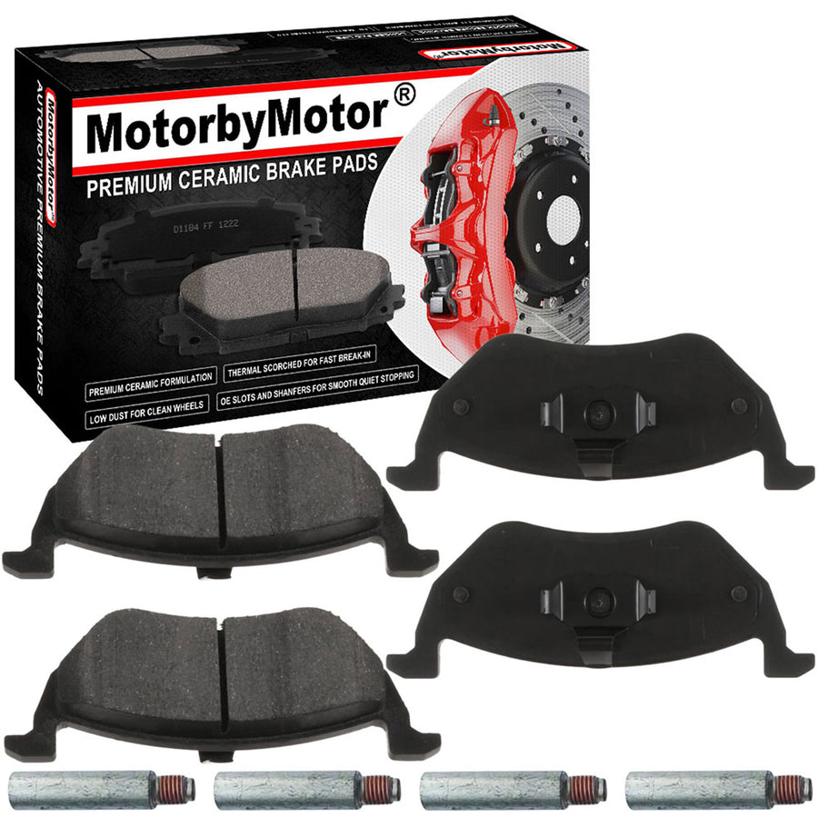 MotorbyMotor Rear Ceramic Brake Pads with Hardware Kits for Ford Escape 2005-2008, Mazda Tribute 2005-2006, Mercury Mariner 2005-2008 Low Dust Brake Pad (All Models)