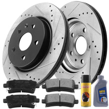Load image into Gallery viewer, MotorbyMotor Rear Brake Rotors 315mm Drilled &amp; Slotted Brake Rotor &amp; Brake Pad Including Cleaner Fluid Fits for Buick Allure Lacrosse Regal, Cadillac XTS, Chevrolet Malibu Limited, Saab 9-5