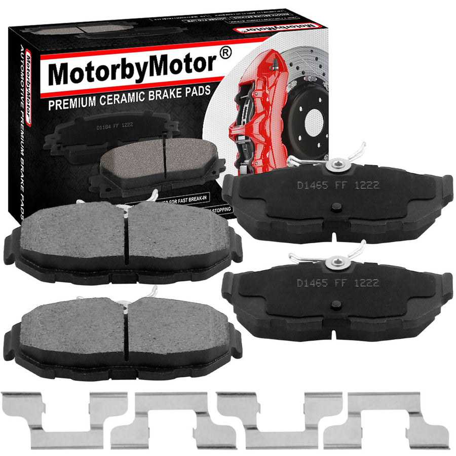 Rear Ceramic Brake Pads w/Hardware Kits Fits forFord Mustang 2005-2014-Ceramic Low Dust Brake Pad-4 Pack