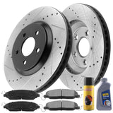 MotorbyMotor Front Brake Rotors & Brake Pad Kit 316mm Drilled & Slotted Design Including CLEANER DOT4 FLUID Fits for Ford Mustang (Excluded 2010 Base Model)