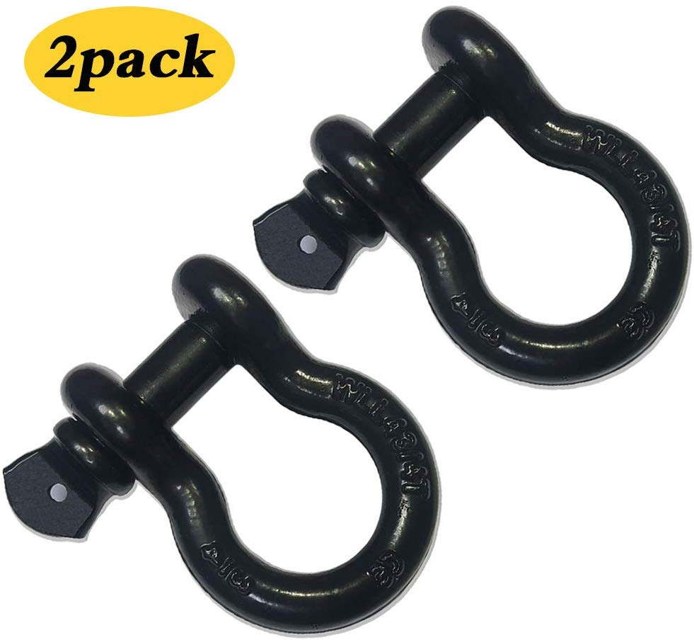 Shackles 3/4"(2 Pack) Robbor D-ring Shackle Rugged 28.5 Ton (57,000 Lbs) Maximum Break Strength 4.75 Ton (9500 lbs) Capacity-Heavy Duty Tow Shackles Perfect Jeep D Ring Shackles&Other Vehicle Recovery