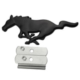 Ford Mustang Black Running Horse Emblem - Front Grille Badge with Hardware Kit