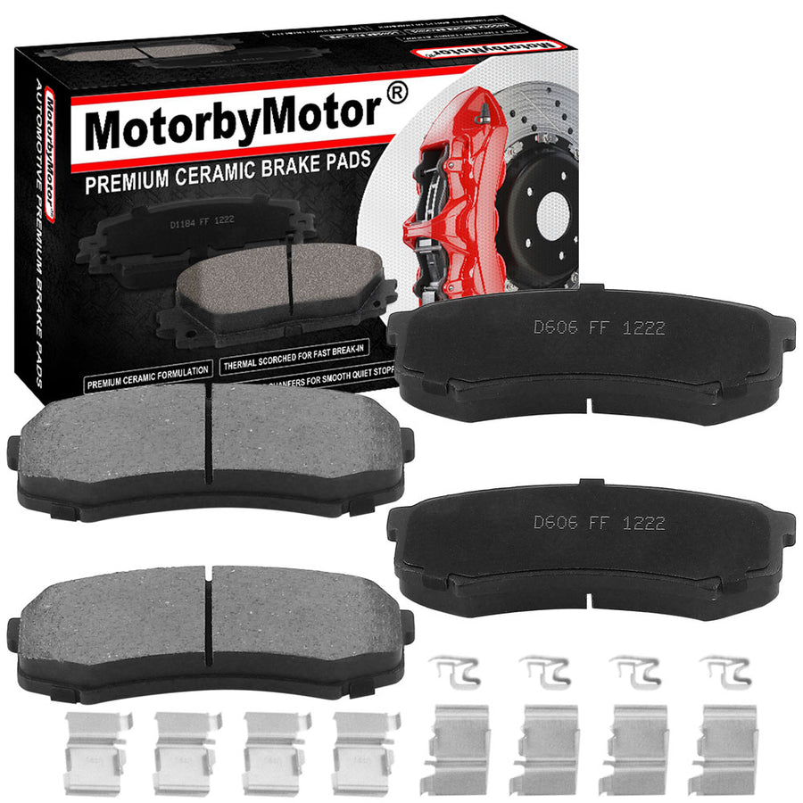 Rear Ceramic Brake Pads w/Hardware Kits Fits for Lexus GX460 GX470 LX450, Toyota 4Runner FJ Cruiser Land Cruiser Sequoia Ceramic Low Dust Brake Pad (All Models)-4 Pack