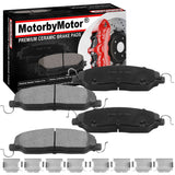 Front Ceramic Brake Pads w/Hardware Kits Fits for Ford Mustang 2011-2014 (V6 3.7L)-Low Dust Brake Pad-4 Pack