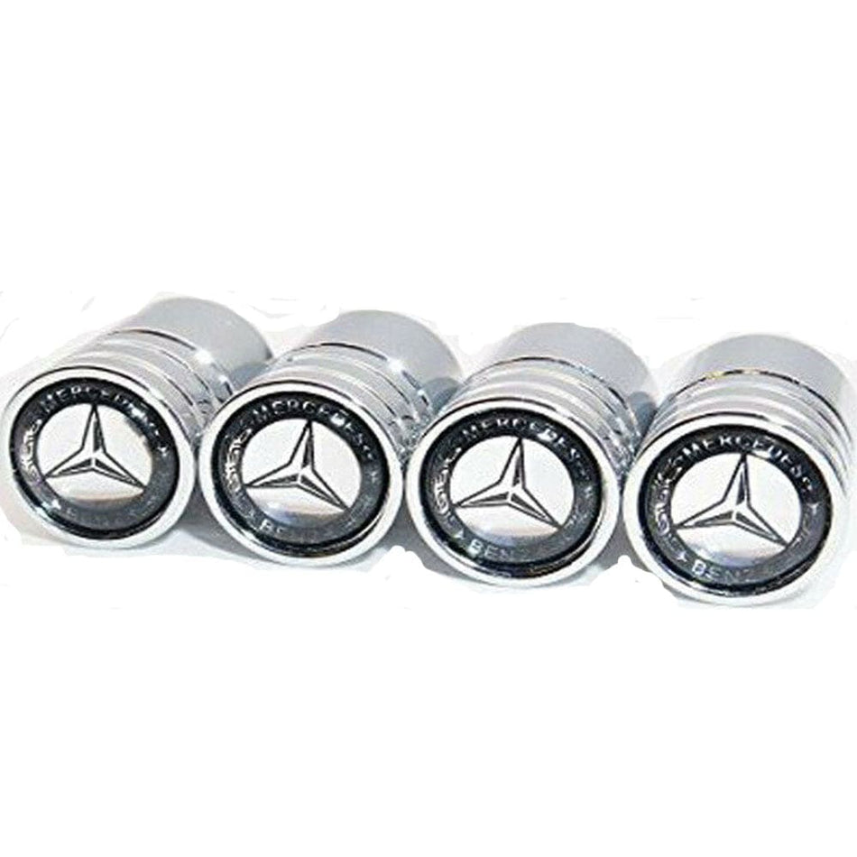 Silver Chrome Auto Car Emblem Wheel Tire Air Valve Caps Stem Cover Decoration