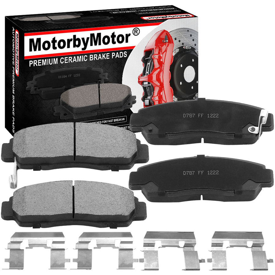 Front Ceramic Brake Pads w/Hardware Kits Fits for Acura CL CSX RL TL TSX, Honda Accord Civic-4 Pack