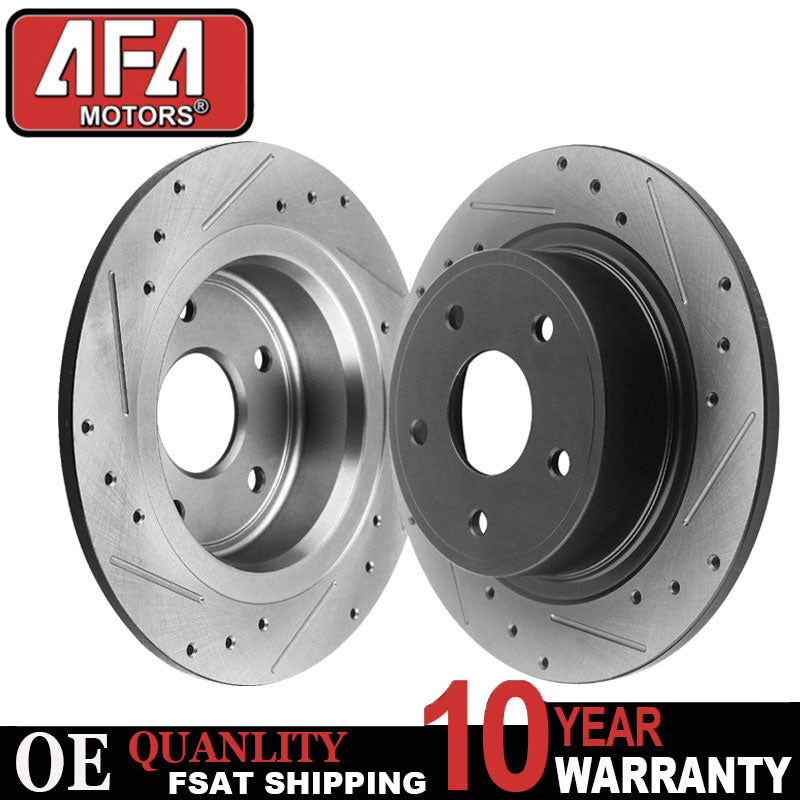 Rear Slotted Disc Brake Rotors Pair For Chevy Cobalt Malibu Cobalt Ss HHR Aura