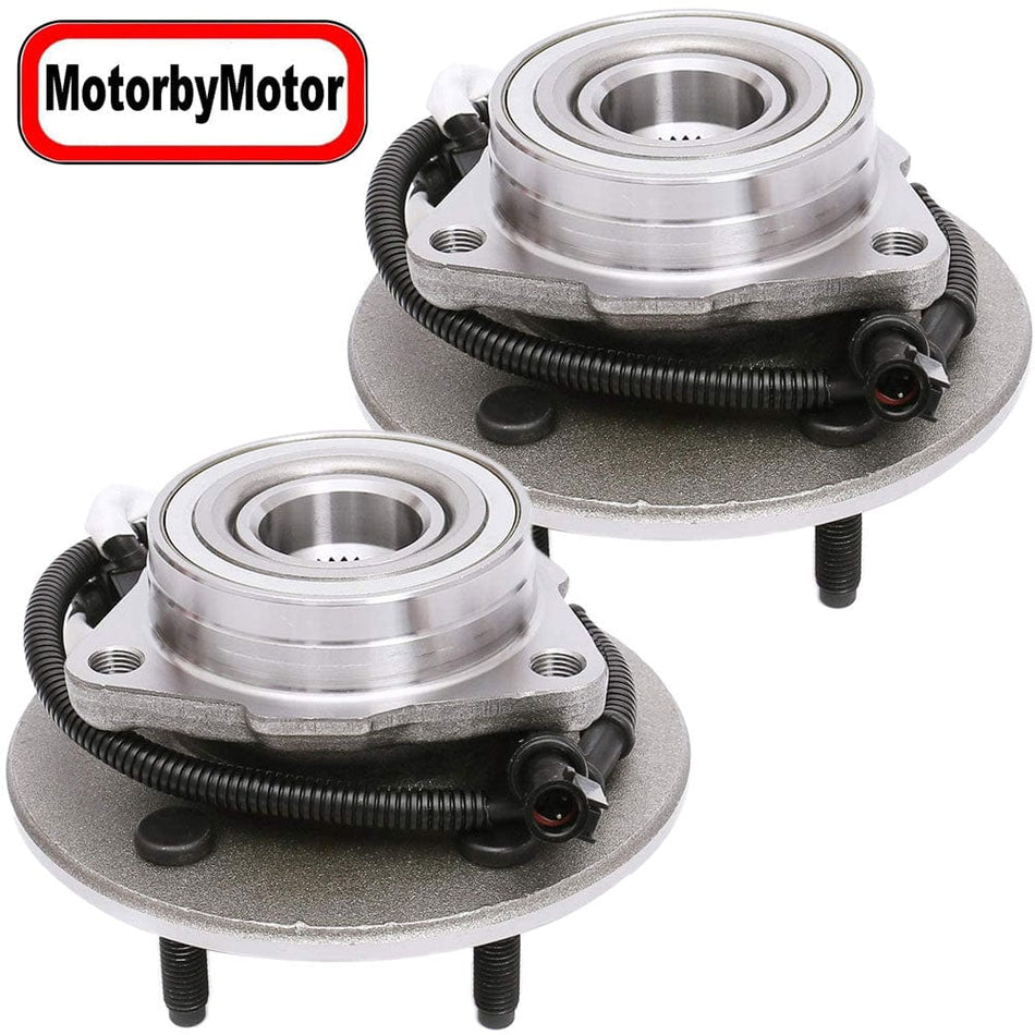 MotorbyMotor 515010 Front Wheel Bearing & Hub Assembly fit for 1997-2000 Ford F-150 Wheel Hub w/5 Lugs (4WD 4x4, 4 Wheel ABS) - 2 PACK