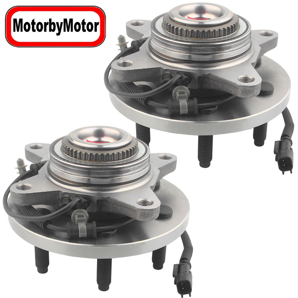 MotorbyMotor Front Wheel Bearing Fit Ford F-150 Expedition, Lincoln Navigator Wheel Hub 6 Lugs w/ABS, 4WD,515142 (2 Pack)
