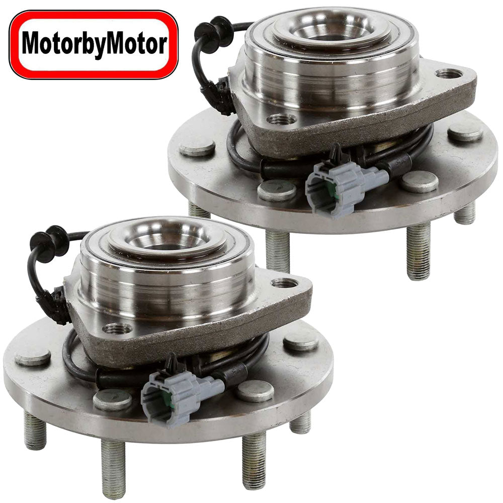 MotorbyMotor 515125 Front Wheel Bearing and Hub Assembly with 6 Lugs Fits for Infiniti QX56 Armada Titan Low-Runout OE Directly Replacement Hub Bearing (4WD w/ABS)-2 Pack