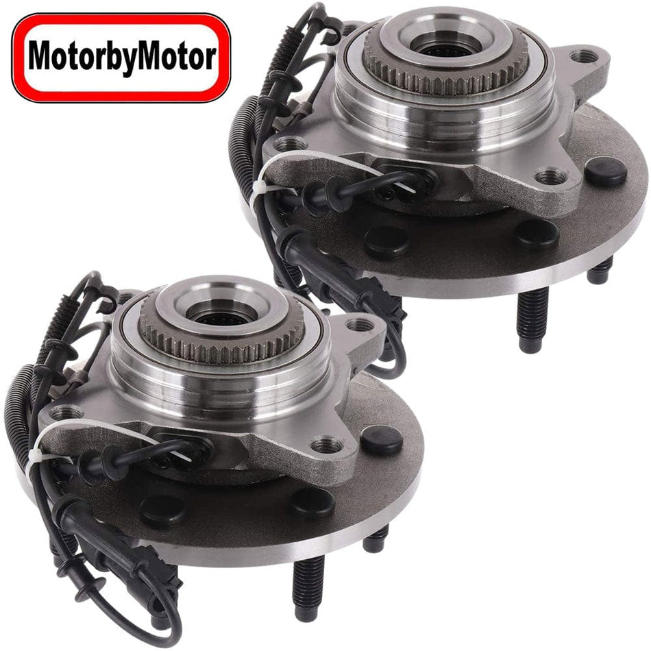 MotorbyMotor 515047 Front Wheel Bearing & Hub Assembly Fits for  2004 2005 Ford F-150 Wheel Hub w/7 Lugs [w/ABS, 4WD 4x4] - 2 PACK
