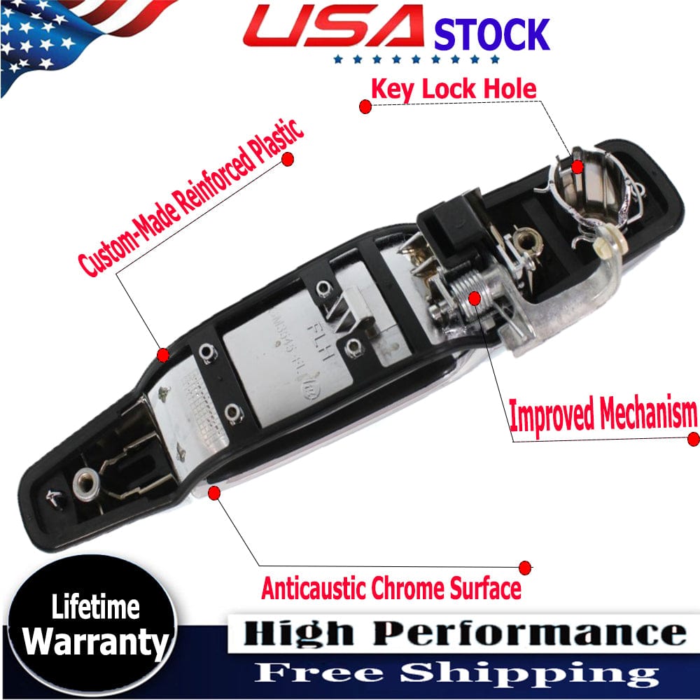 4 Pack Exterior Door Handle for 2007-2013 Cadillac Chevy GMC, Outer Right Sides, Chrome, 22738721