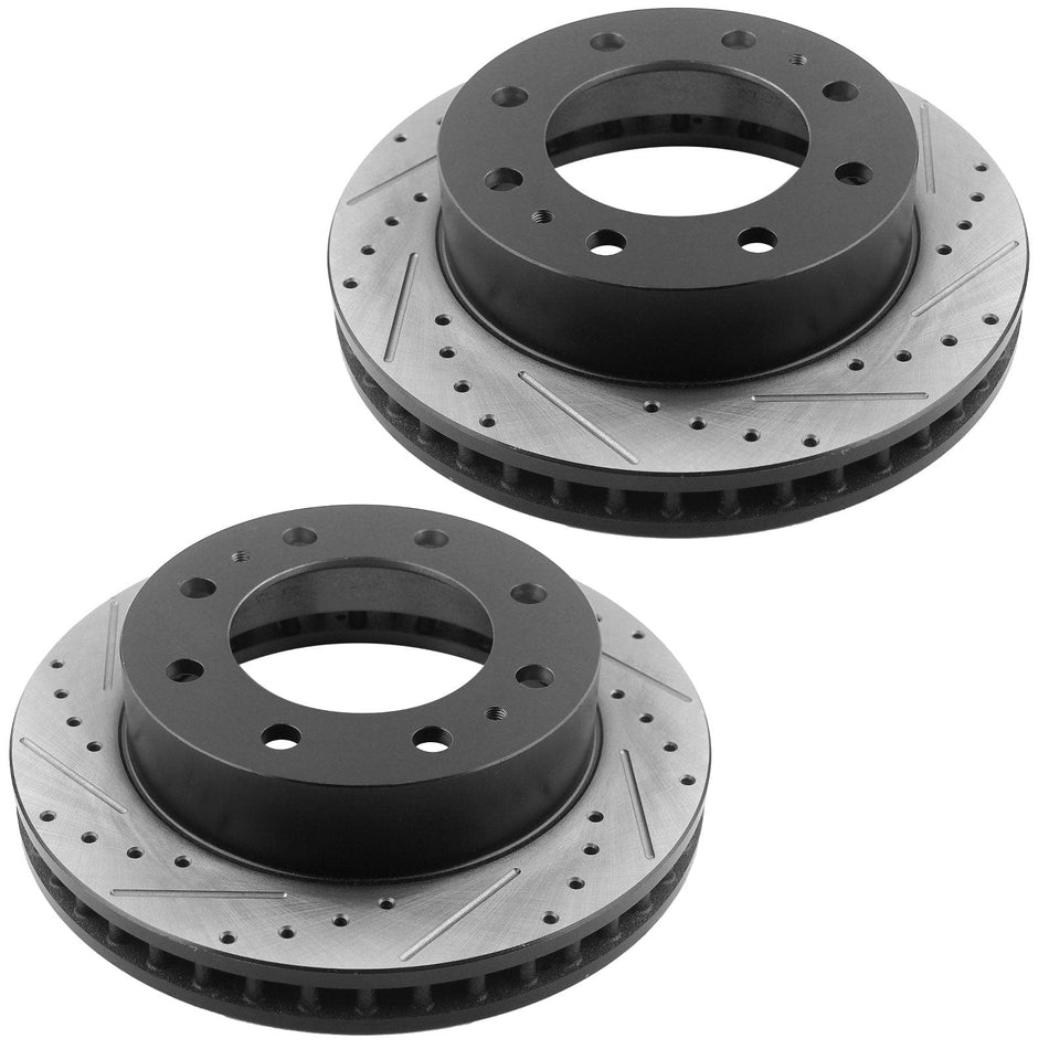 Front Disc Brake Rotors + Brake Ceramic Pads + Cleaner & Fluid Kits Fit Chevrolet Avalanche 2500/Express 3500 4500/Silverado 2500HD 3500HD, GMC Savana 3500 4500/Sierra 2500HD 3500HD