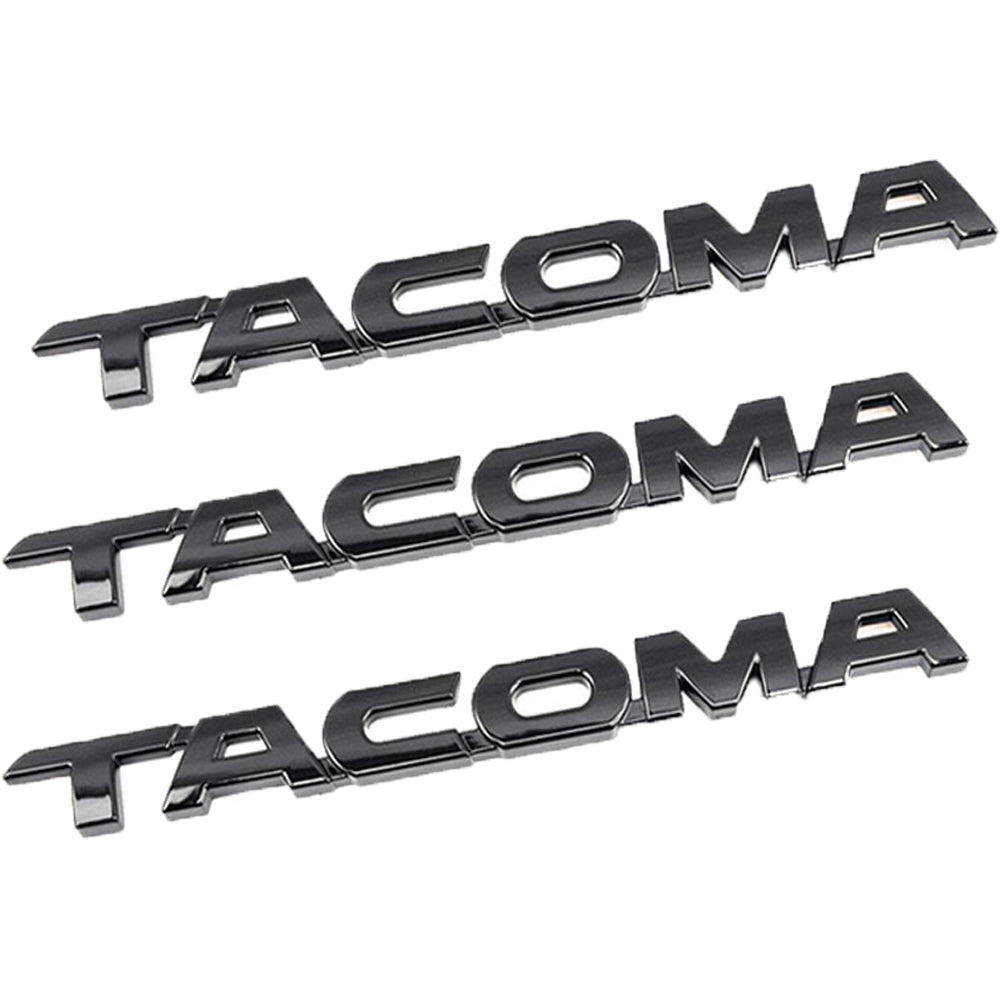 Toyota Tacoma Emblem Tag Door Fender Decal Badge Nameplate Gloss Black 3PC