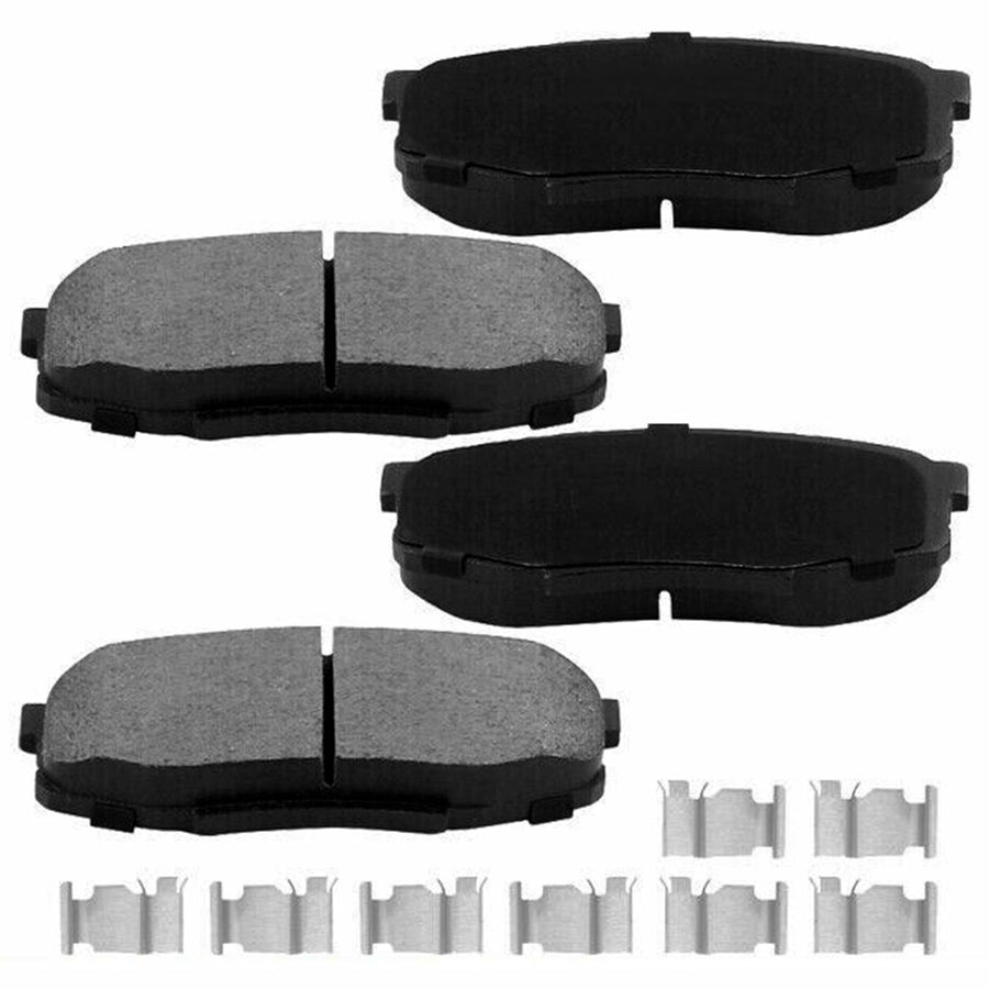 Front Ceramic Brake Pads w/Hardware Kits Fits for Chrysler Town & Country Dodge Caravan Grand Caravan 2001 - 2007 (Models w/ Rear Disc Brakes Only)-4 Pack