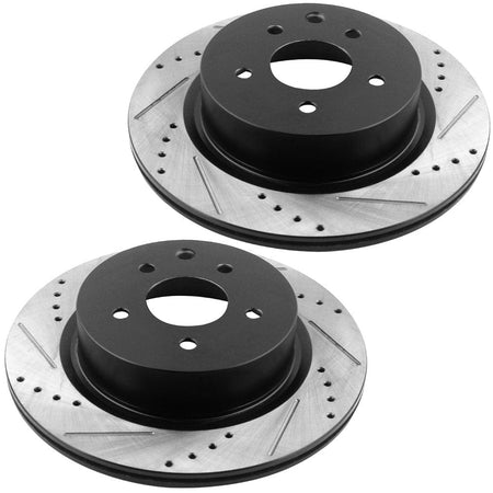 Motorbymotor Rear Brake Rotors 308mm Drilled & Slotted Design Brake Rotor & Brake Pad kit Including CLEANER DOT4 FLUID Fits for Infiniti G35 M35 M45 EX35 EX37 G25 G37 QX50,Nissan 350Z 370Z