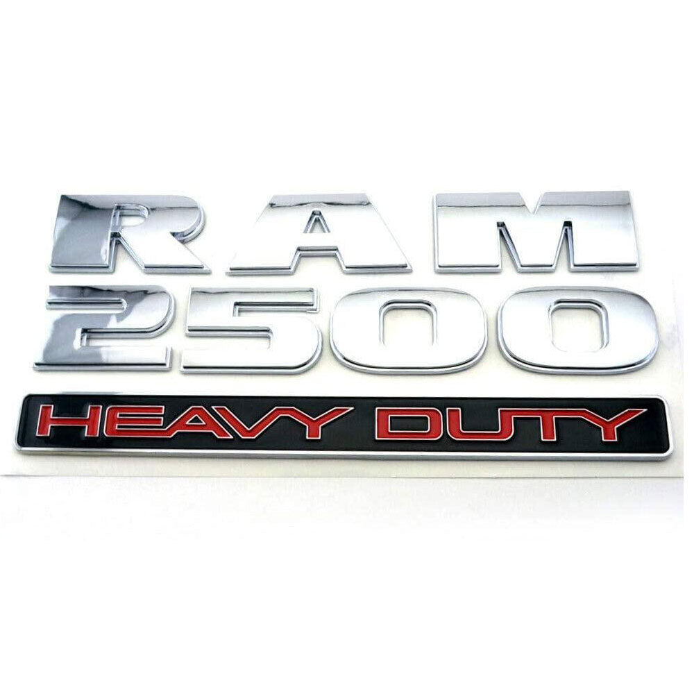 RAM 2500 HEAVY DUTY Emblem Badges 3D Decal Glossy Chrome OEM 2pcs