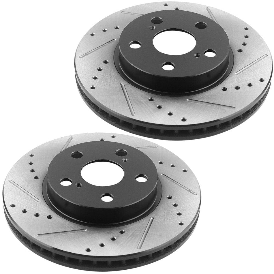 MotorbyMotor Front Brake Rotors 255mm Drilled & Slotted Design Brake Rotor & Brake Pad kit Fits for Lexus CT200H, Toyota Prius, Toyota Prius Plug-In-All Models