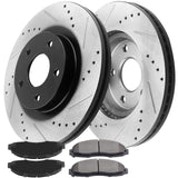 Motorbymotor Front Brake Rotors 308mm Drilled & Slotted Brake Rotor & Brake Pad kit Fits for Ford F-150 1997 - 2003 (4WD, 5 Lug Wheels ONLY)