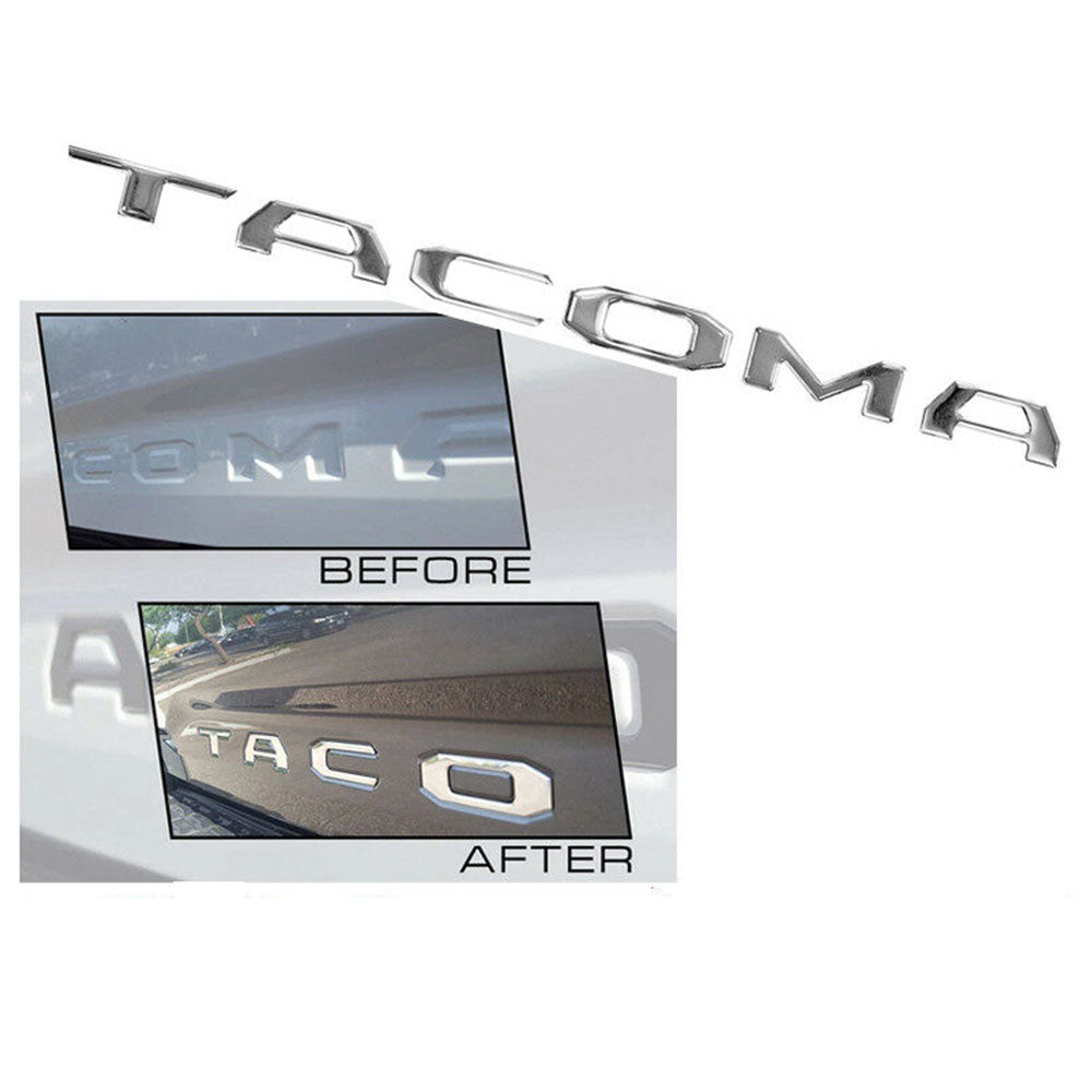 Toyota Tacoma Emblem Rear Tailgate Insert Letter Sticker Chrome