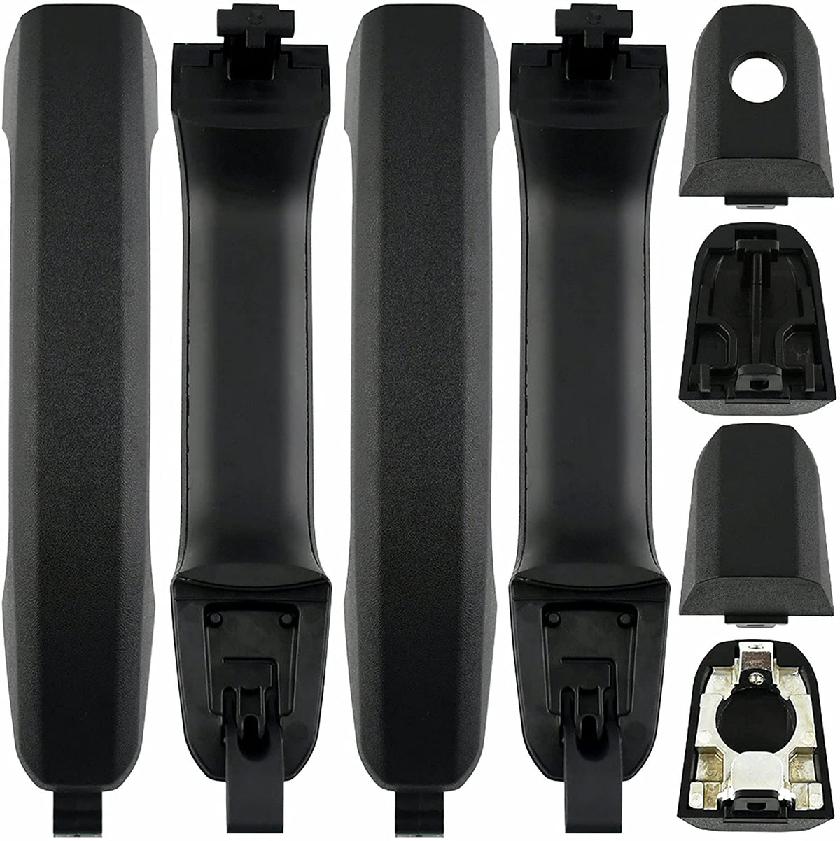 Textured Exterior Door Handles Fit for Chevrolet Cheyenne Silverado 1500 2500 3500 Suburban; Tahoe, GMC Sierra 1500 2500 3500 Yukon XL Car Door Handles (Set of 4, Black)