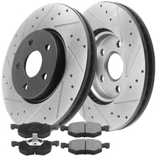Load image into Gallery viewer, Front Drilled &amp; Slotted Brake Rotors &amp; Ceramic Brake Pads &amp; Cleaner &amp; Fluid Fit for 2000-2007 Ford Escape, 2001-2006 Mazda Tribute, 2005-2007 Mercury Mariner, 5 Lugs(Bolts Not Included)
