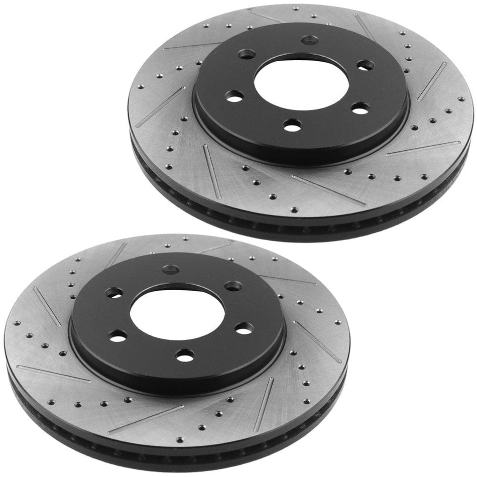 MotorbyMotor Front Brake Rotors & Brake Pad Kit 305mm Drilled & Slotted Design Fits for Ford Expedition 2002-2006, Ford Expedition (5.4L Only), Lincoln Navigator 2002-2006