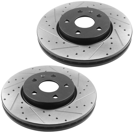 Front Drilled & Slotted Disc Brake Rotors w/Ceramic Pads Fits for Buick Allure Lacrosse Regal, Chevy Equinox Impala Malibu Malibu Limited, GMC Terrain, SAAB 9-5