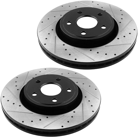 MotorbyMotor Front Brake Rotors 297mm Drilled & Slotted Brake Rotor & Brake Pad Compatible with Chevy Uplander Buick Allure Lacrosse Pontiac Grand Prix Montana Saturn Relay