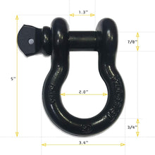 Load image into Gallery viewer, Shackles 3/4&quot;(2 Pack) Robbor D-ring Shackle Rugged 28.5 Ton (57,000 Lbs) Maximum Break Strength 4.75 Ton (9500 lbs) Capacity-Heavy Duty Tow Shackles Perfect Jeep D Ring Shackles&amp;Other Vehicle Recovery