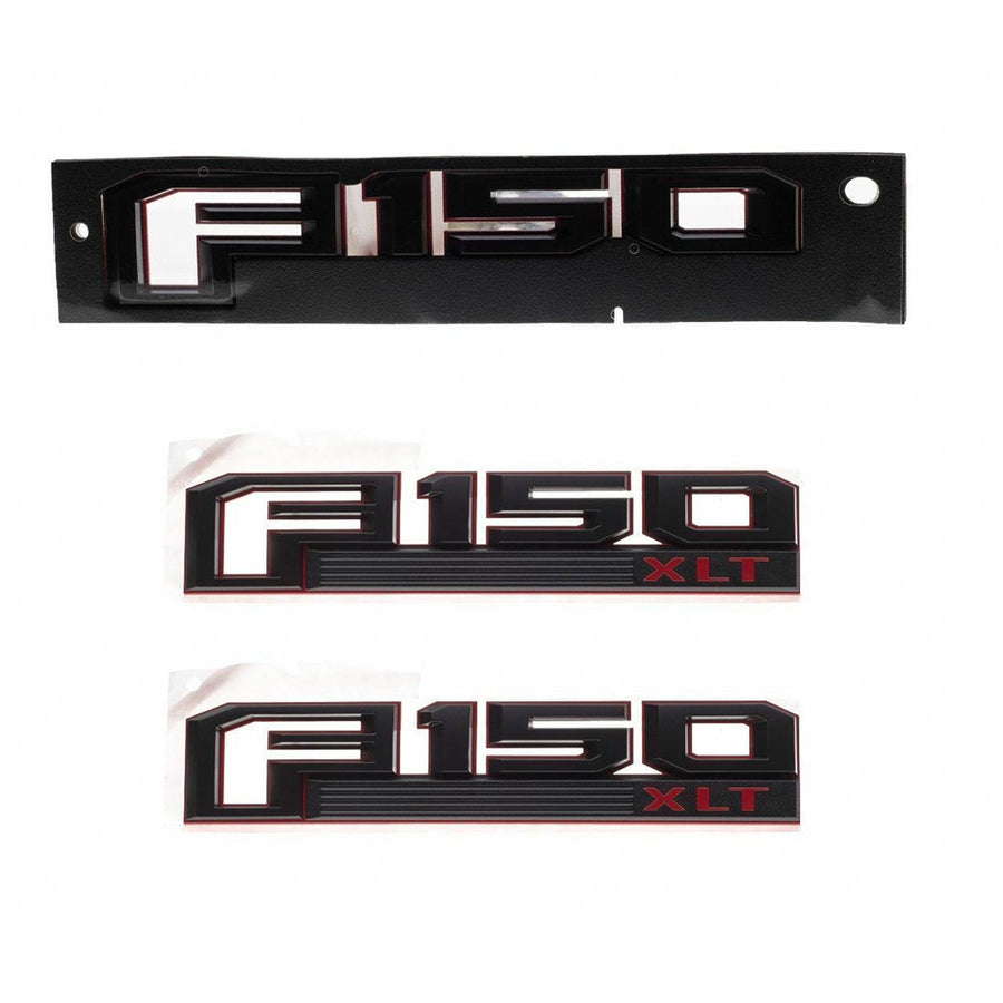 Ford F-150 XLT Fender Emblems Tailgate 3 Piece Kit OEM Red & Black