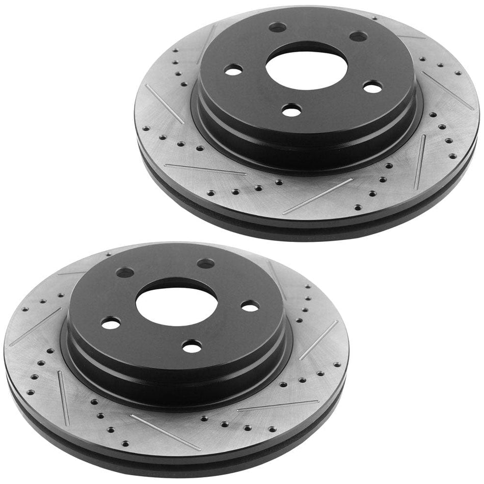 Front Drilled & Slotted Disc Brake Rotors w/Ceramic Brake Pads Replacement for Chrysler Aspen, Dodge Durango Ram 1500-5 Lugs,2WD 4WD