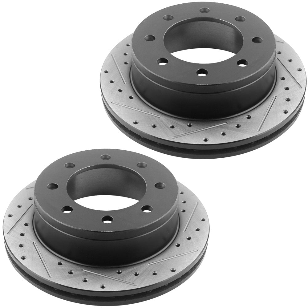 Motorbymotor Rear Brake Rotors 330mm Drilled & Slotted Design Brake Rotor & Brake Pad kit Including CLEANER DOT4 FLUID Fits for Chevy GMC Avalanche Suburban Sliverado Sierra Yukon XL 2500