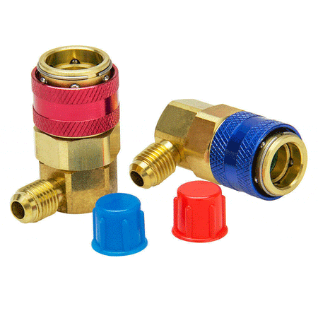 2 Pcs High & Low Side Car A/C R134A Quick Coupler Adapter 1/4'' SAE HVAC Flare Fitting Kit