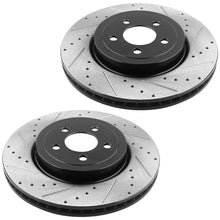 Load image into Gallery viewer, MotorbyMotor 345mm Front Drilled &amp; Slotted Brake Rotors w/Ceramic Pads + Cleaner Fluid for Chrysler 300, Dodge Challenger Charger Magnum 5.7L or V6 AWD