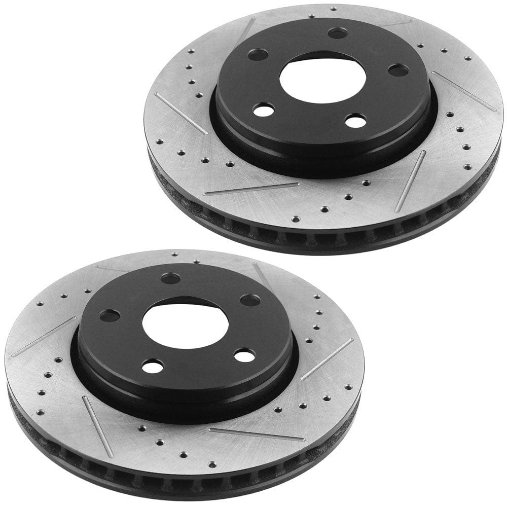 MotorbyMotor Front Brake Rotors 302mm Drilled & Slotted Design Brake Rotor & Brake Pad kit Fits for Jeep Wrangler 2007-2018 (Except Big Brake Kit), Jeep Wrangler JK 2018