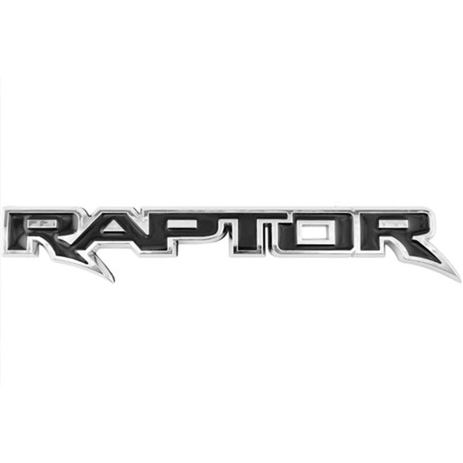 Chrome black Ford RAPTOR emblem for Ford Ranger and Ford Raptor models.