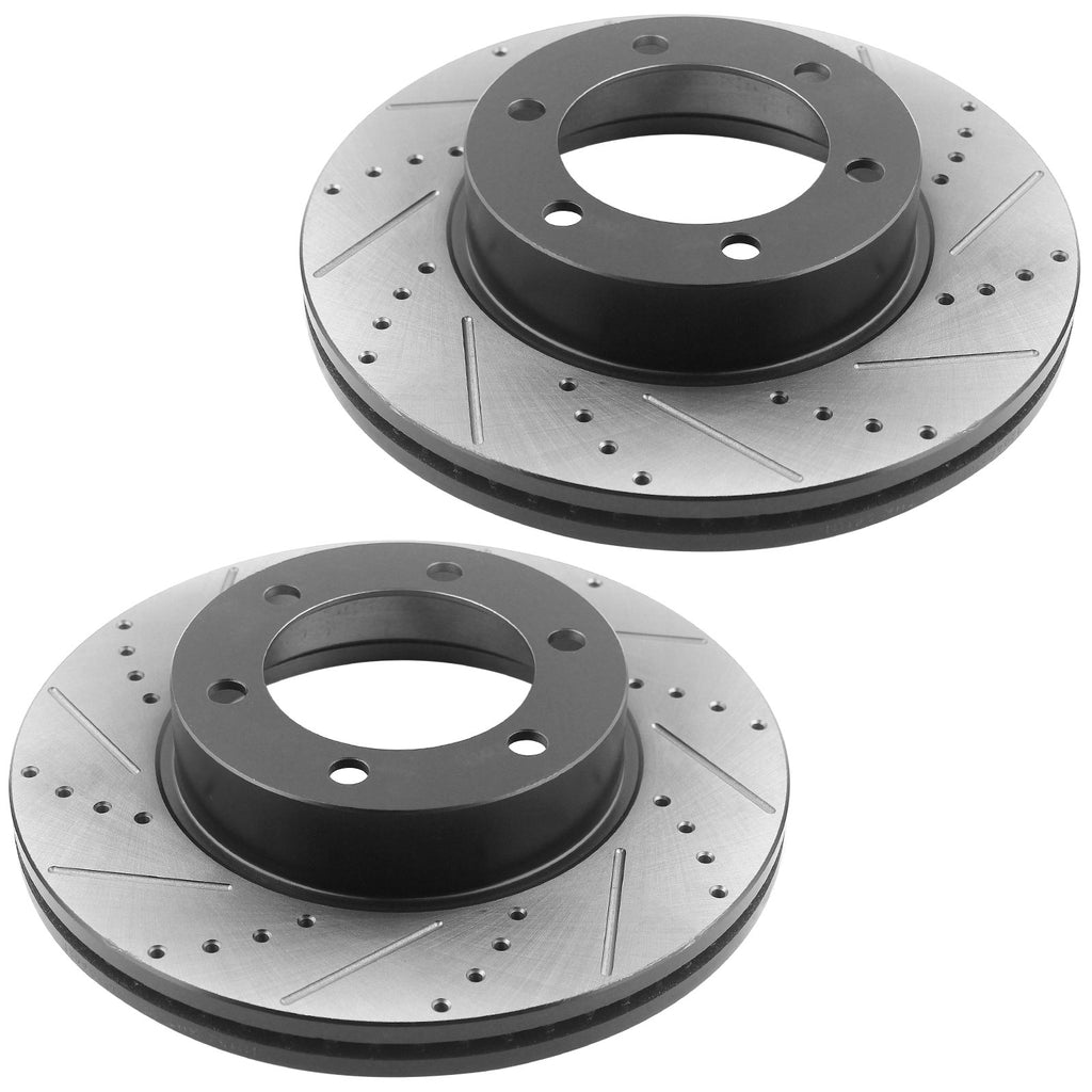Rear Drilled and Slotted Disc Brake Rotors w/Ceramic Brake Pads for 2006 2007 2008 2009 2010 Jeep Commander, 2005 2006 2007 2008 2009 2010 Grand Cherokee, 5 Lugs Counts-53027