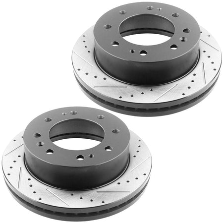 MotorbyMotor Front Brake Rotors 355mm Drilled & Slotted Brake Rotor & Brake Pad Kits Fits for Chevrolet 2500HD 3500HD Suburban 3500HD, GMC Sierra 2500HD 3500HD